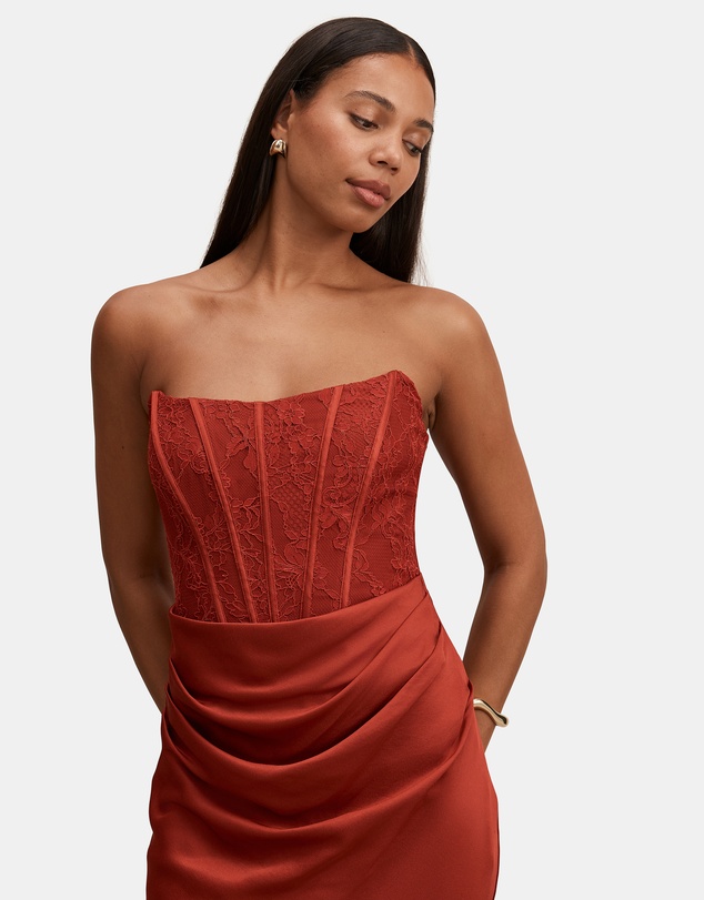Forever New - Ivy Lace Corset Drape Maxi Dress