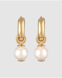 Kuzzoi - ICONIC EXCLUSIVE - Earrings Men's Creoles Pearl Pendant in 925 Sterling Silver Gold Plated