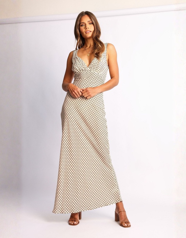 Esther & Co - Charlette Dress - Brown Print