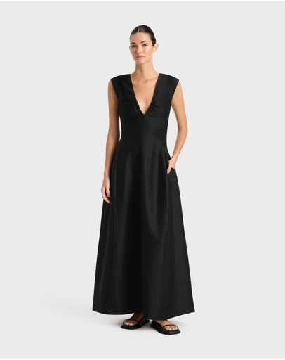 BONDI BORN - Bormio V Neck Midi Dress