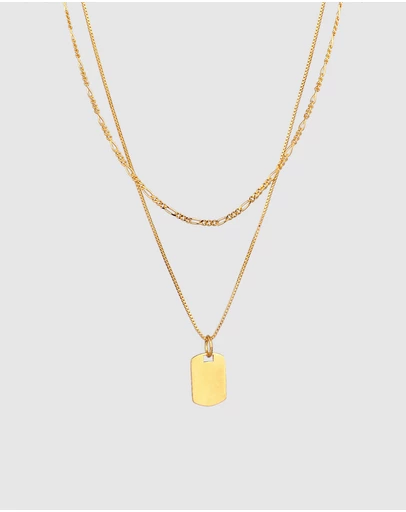 Kuzzoi - ICONIC EXCLUSIVE - Tag Pendant Necklace in Gold-Plated 925 Sterling Silver