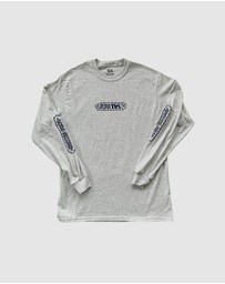 KFD - Kfd Men Bleak Outlook Long Sleeve Cotton Tshirt Relaxed Fit Blue