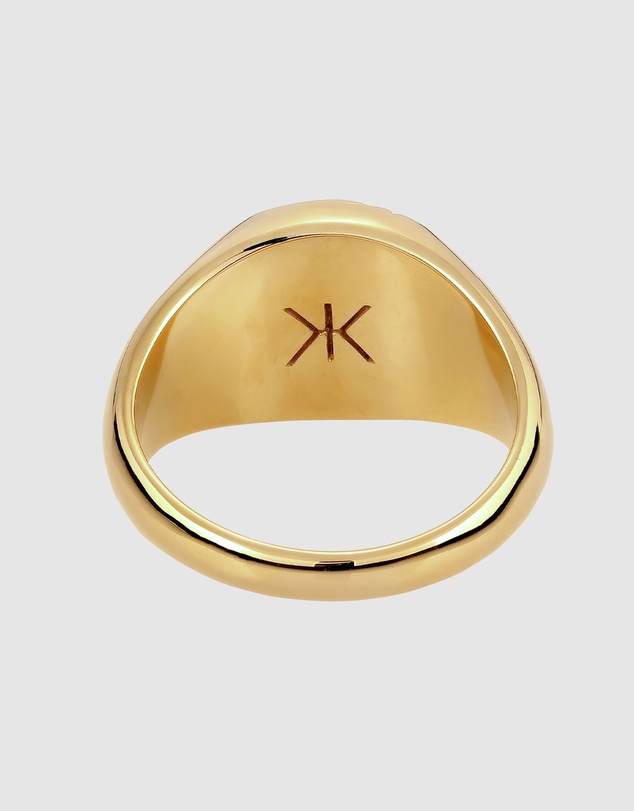 Kuzzoi - ICONIC EXCLUSIVE - Signet Ring with Spiral Shell Emblem in Gold-Plated 925 Sterling Silver