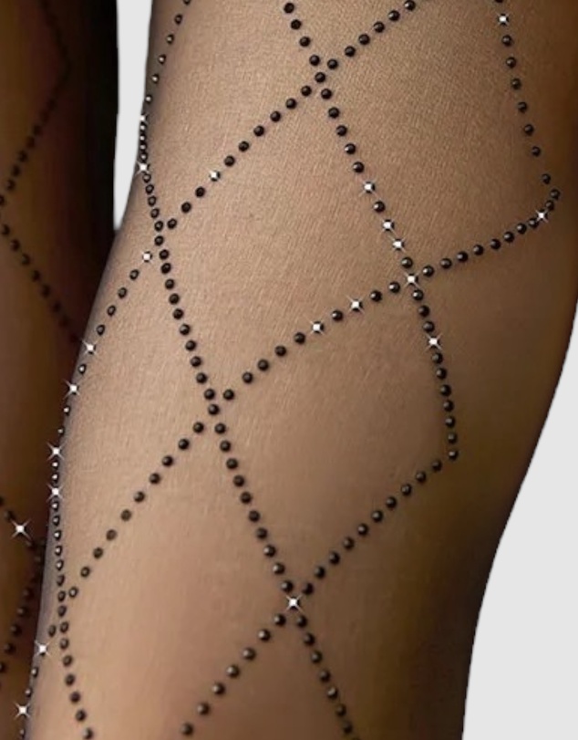 High Heel Jungle - Richie Diamond Crystal Tights - Black/ Crystal