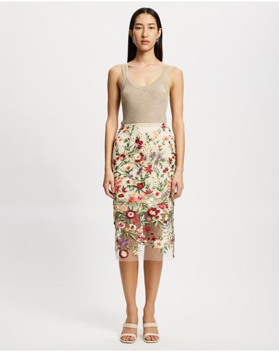 Floral with Nude Underskirt