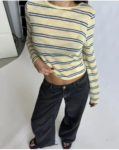 Dazie - Solana Stripe Knit Top