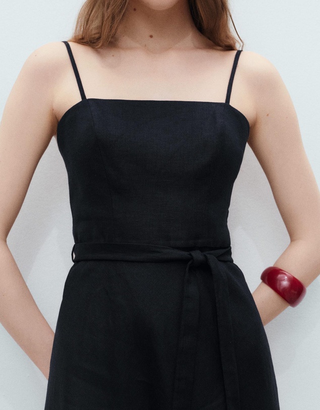 M.N.G - Nickie Bow Linen-Blend Dress