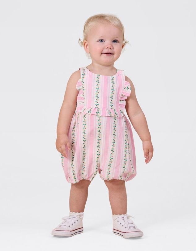 Goldie + Ace - Antique Stripe Strawberry Bubble Romper - Babies