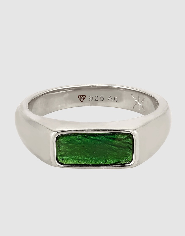 Kuzzoi - ICONIC EXCLUSIVE - Enamel Signet Ring in 925 Sterling Silver