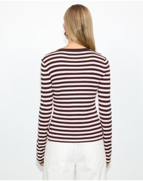 Dazie - Zadie Striped Knit Long Sleeve Cardigan