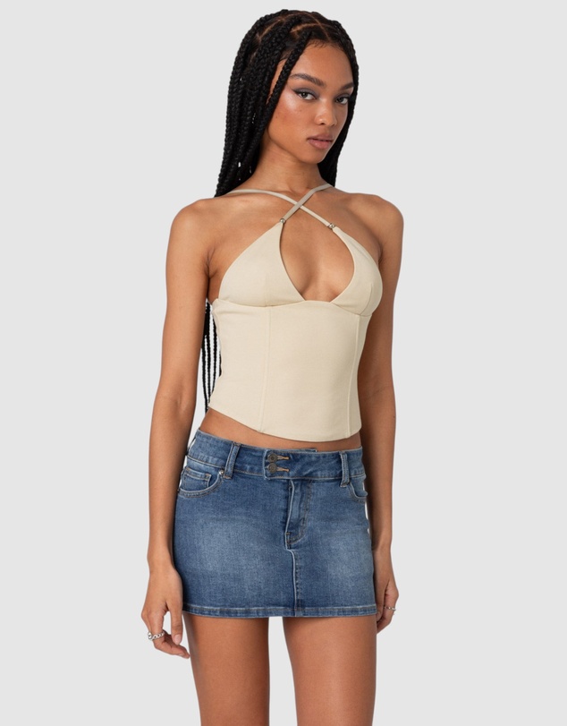 EDIKTED - Lou Crossover Beaded Corset