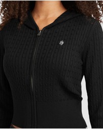 GUESS - GUESS JEANS Cable-Knit Hooded Cardigan