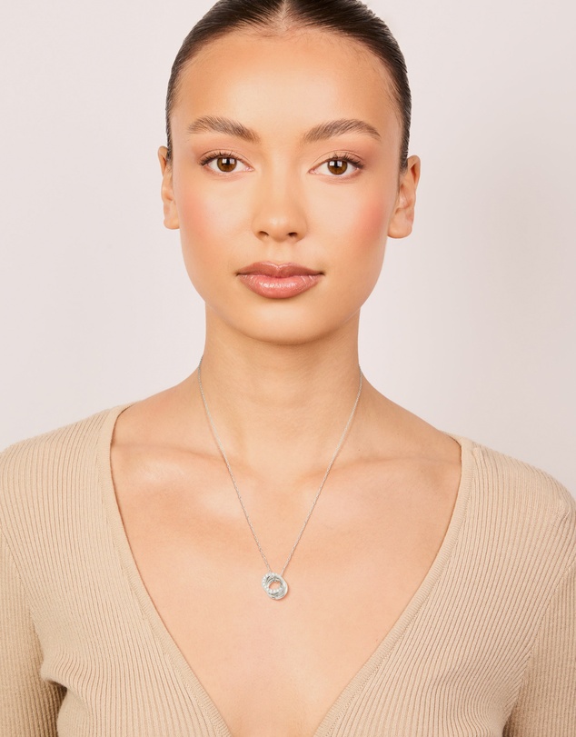 Lovisa - Waterproof Stainless Steel Cubic Zirconia Triple Circle Link Necklace