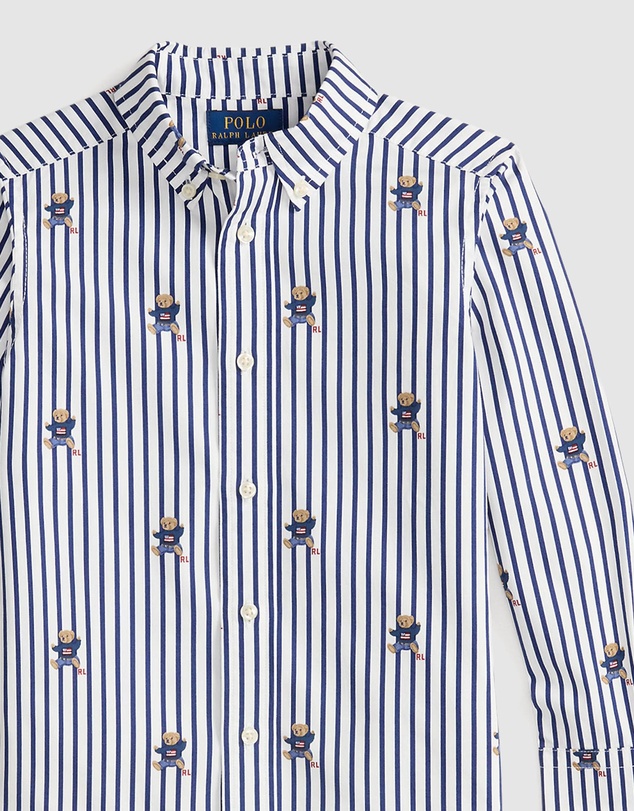 Polo Ralph Lauren - Polo Bear Striped Cotton Poplin Shirt - Kids