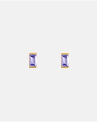 Kirstin Ash - Baguette Birthstone Studs December - Tanzanite