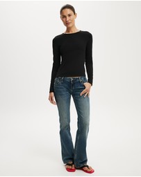 Cotton On - Longline Crew Long Sleeve Top