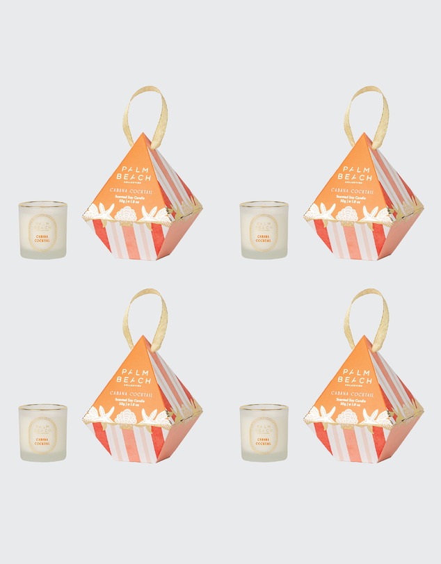 Palm Beach Collection - 4 Pack Hanging Bauble Mini Candle 50g Cabana Cocktail