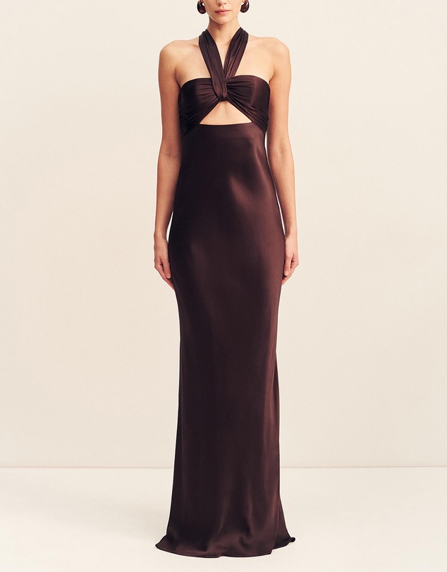 Shona Joy - La Lune Ruched Halter Maxi Dress