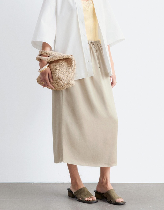 & Other Stories - Drawstring Satin Midi Skirt