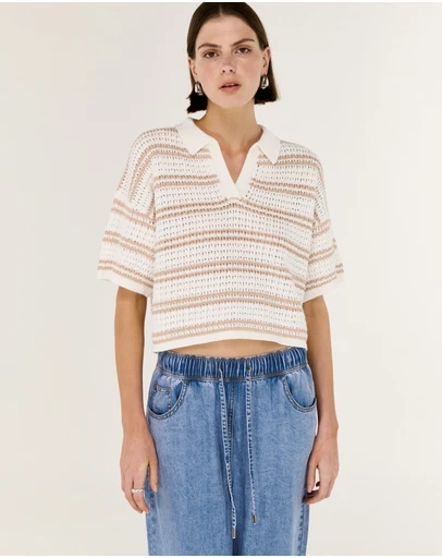 Staple the Label - Eamon Knit Polo Tee