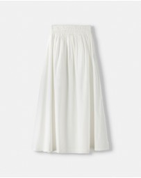 Bershka - Poplin Midi Skirt With Elastic Waistband