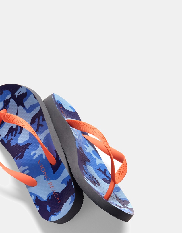 Vionic - Beach Manly Toe Post Sandal - Blue Camo Orange