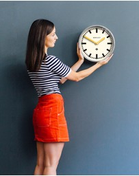 Newgate - Newgate Luggage Wall Clock Galvanised Yellow Hands