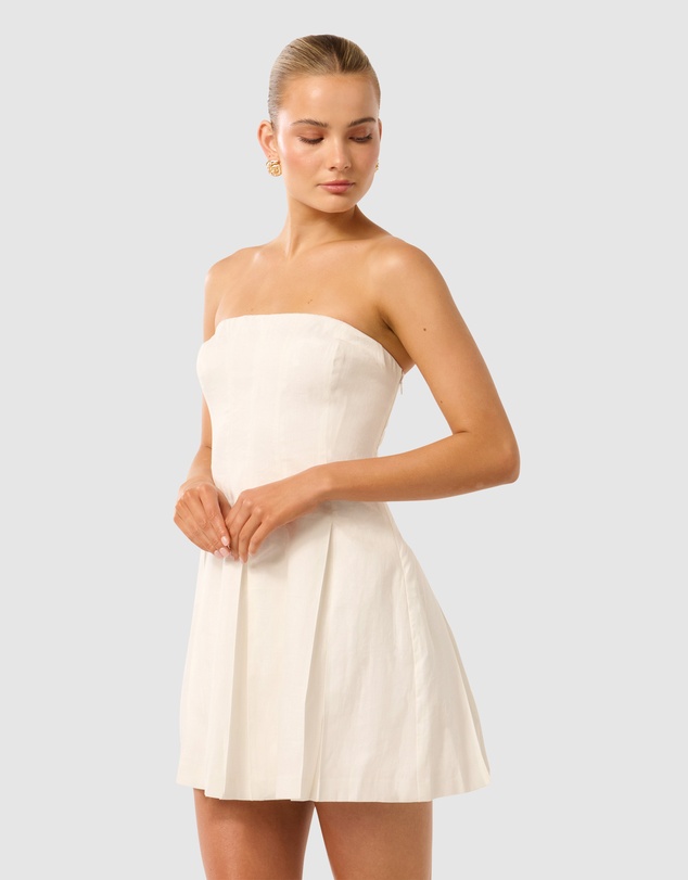 Forever New - Susie Strapless Pleated Linen Mini Dress