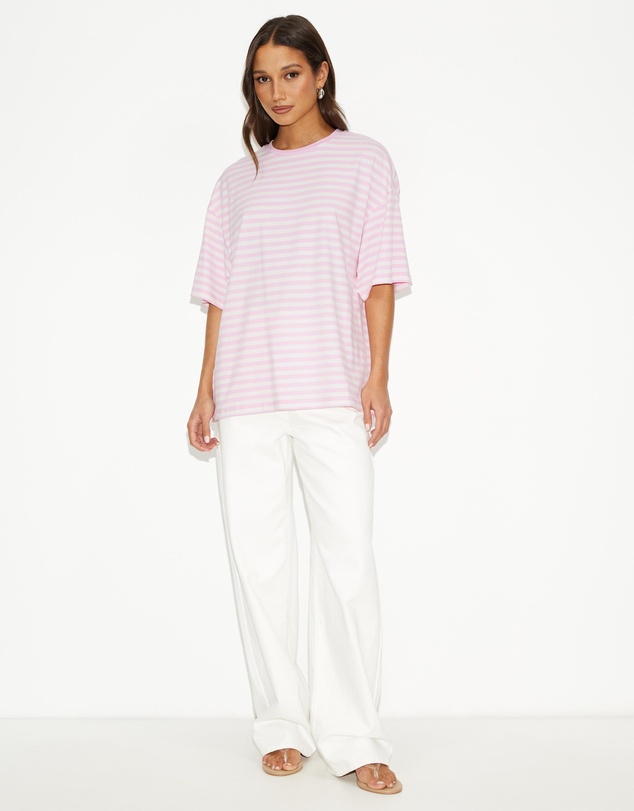 Dazie - Nostalgia Stripe Oversized Boyfriend Tee