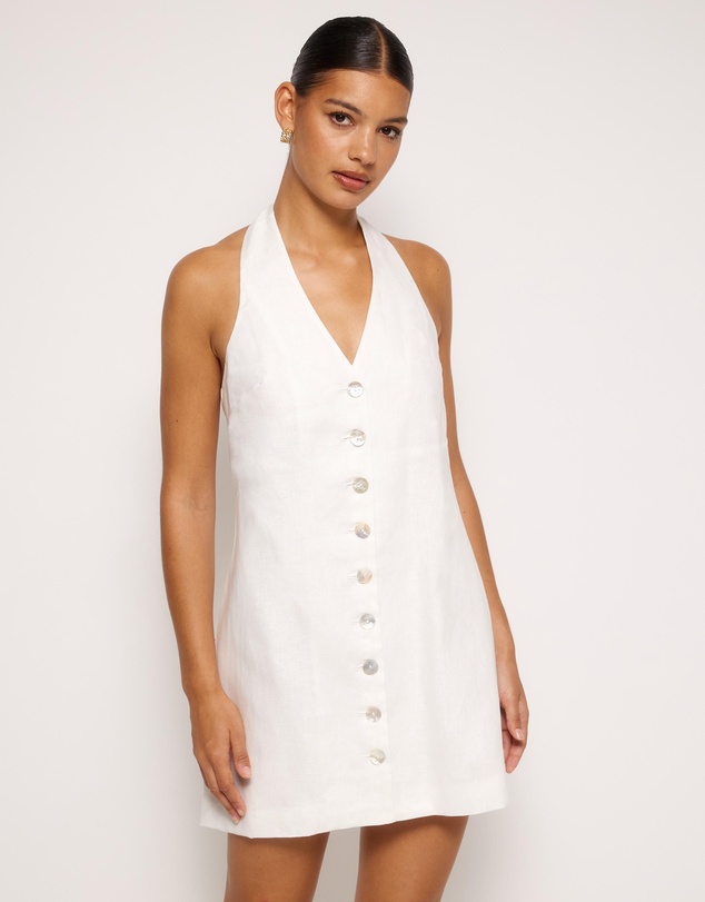 AERE - Cerelia Linen Halter Mini Dress