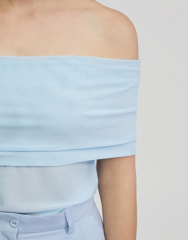 Oxford - Nia Mesh Off-Shoulder Top