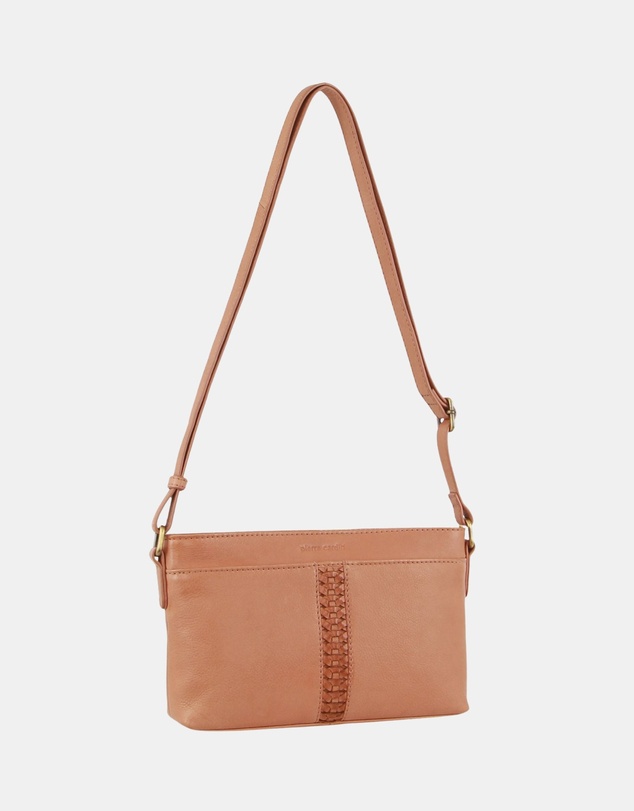 Pierre Cardin - Pierre Cardin Leather Woven Design Crossbody Bag