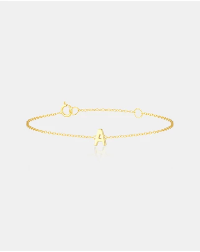 The Silver Collective - Petite A-Z Letter Bracelet - A