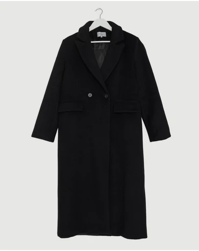 Revibe - Repaired Minima Esenciales Maren Brushed Wool Long Coat - AU 12