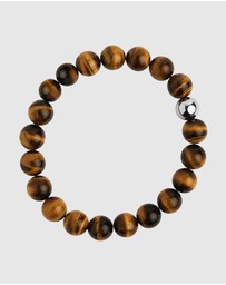 Najo - Apollo Men's 10mm Tiger Eye & Steel Elasticised Bracelet
