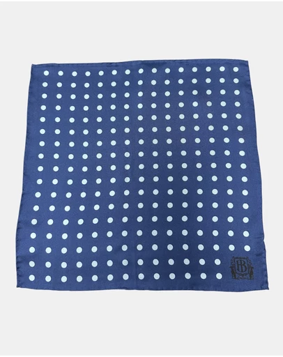 Henry Bucks - HENRY BUCKS Polka Dot Pocket Square NAVY/SKY