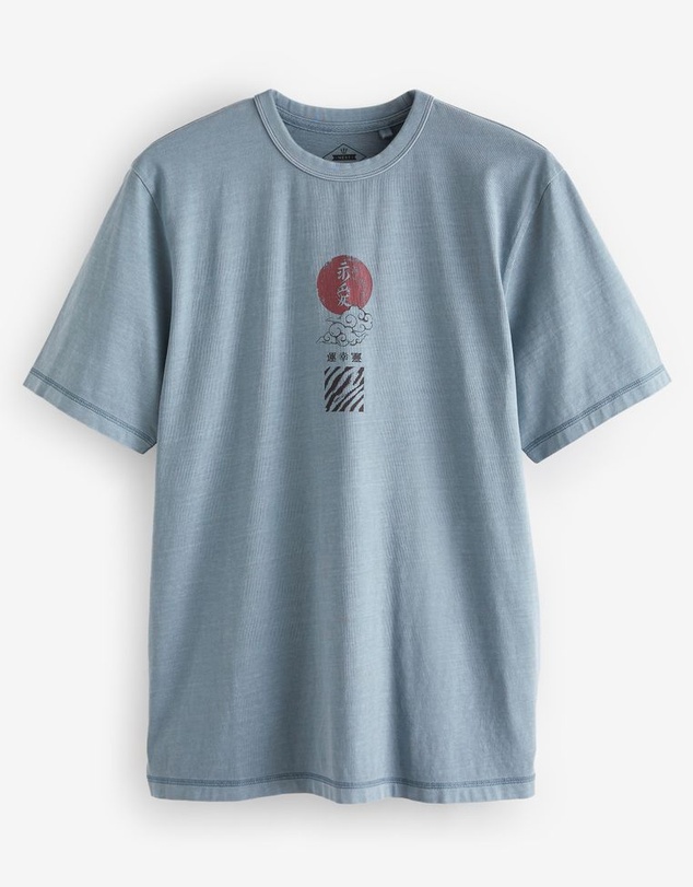 NEXT - Blue Garment Dye Tiger Back Print Graphic T-Shirt