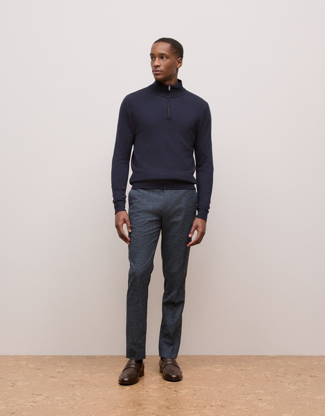 Trenery - Merino Half Zip in Navy