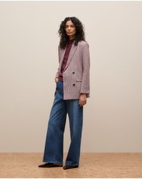 Trenery - Puppytooth Ponte Double Breasted Blazer in Espresso