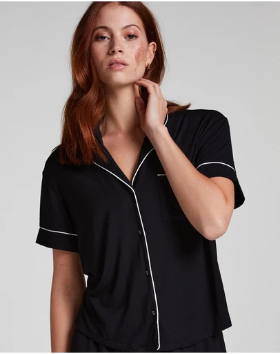 Hunkemoller - Jacket SS Jersey Essential Sleep Shirt