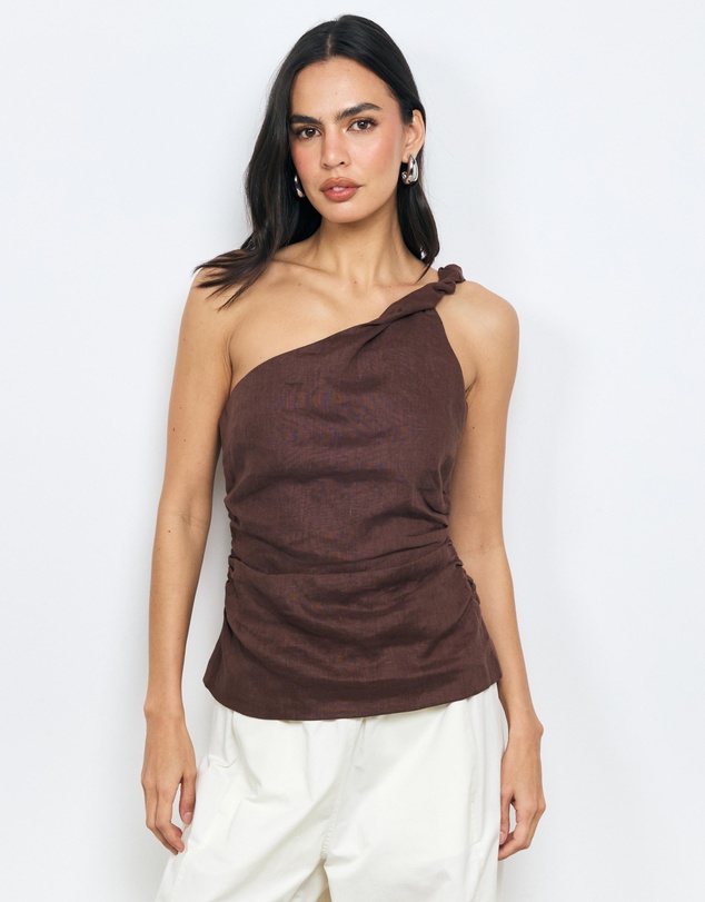 AERE - Penny Linen One Shoulder Top