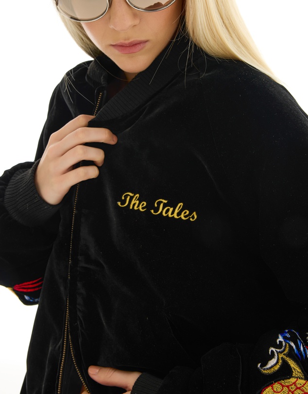 THE TALES - Tokyo Dragon Embroidered Velvet Bomber Jacket