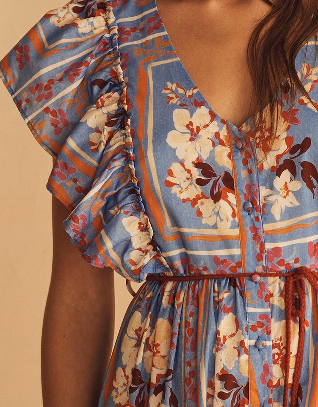 AUR OCEA - Piastrelle Ruffle Sleeve Maxi Dress