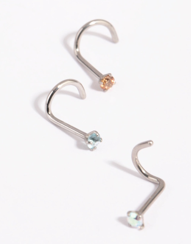 Lovisa - Surgical Steel Light Stone Nose Stud Pack