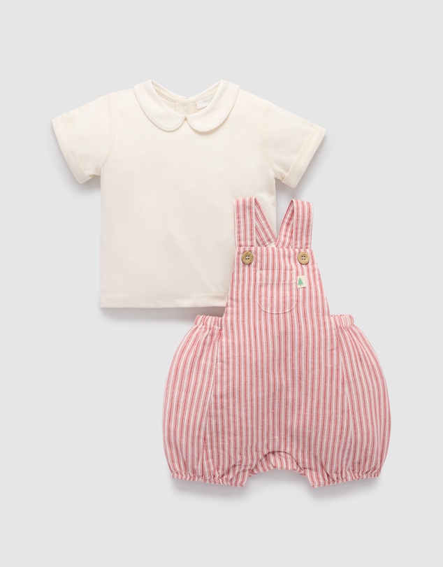 Purebaby - Christmas Striped Overall Set -Kids-Babies