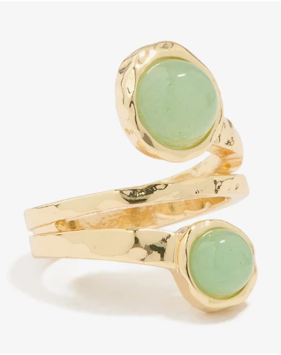 Lovisa - Gold Plated Green Semi Precious Stone Double Circle Ring