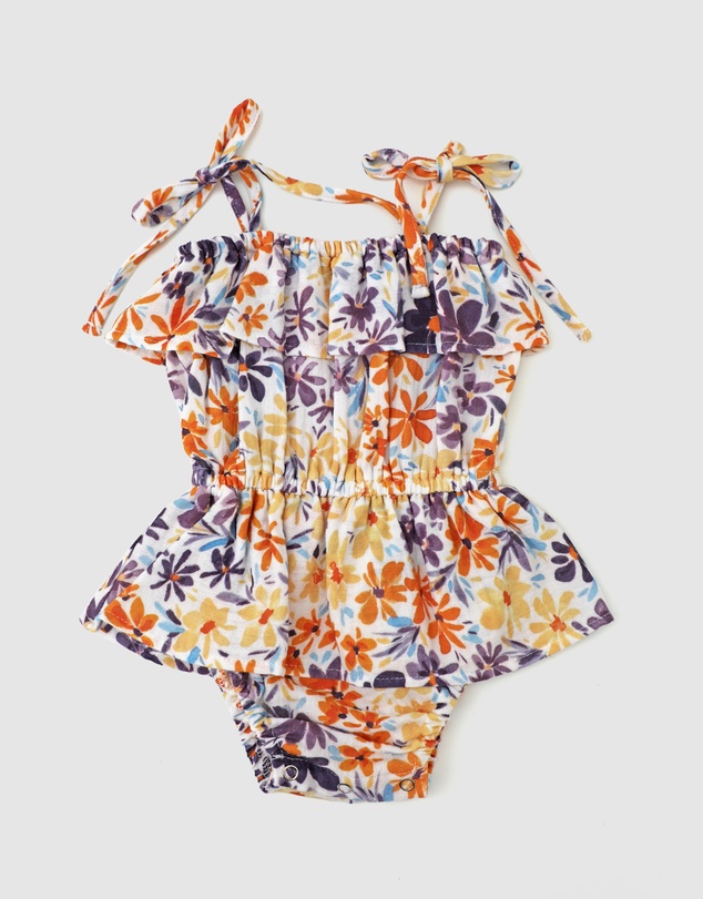 WITH LOVE FOR KIDS - Cotton Muslin Ruffle Playsuit - Babies
