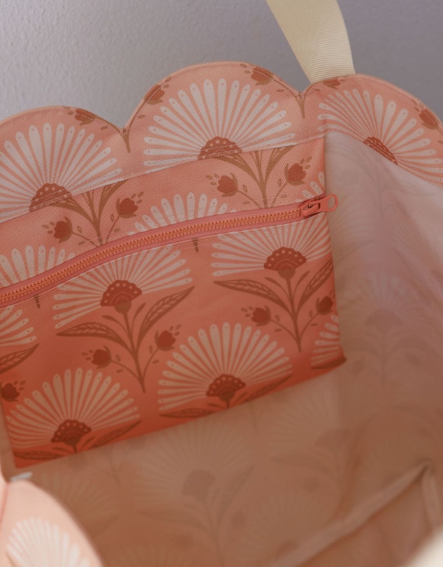 Sky Gazer - Scalloped Edge Beach Bag- Rosebud Pink