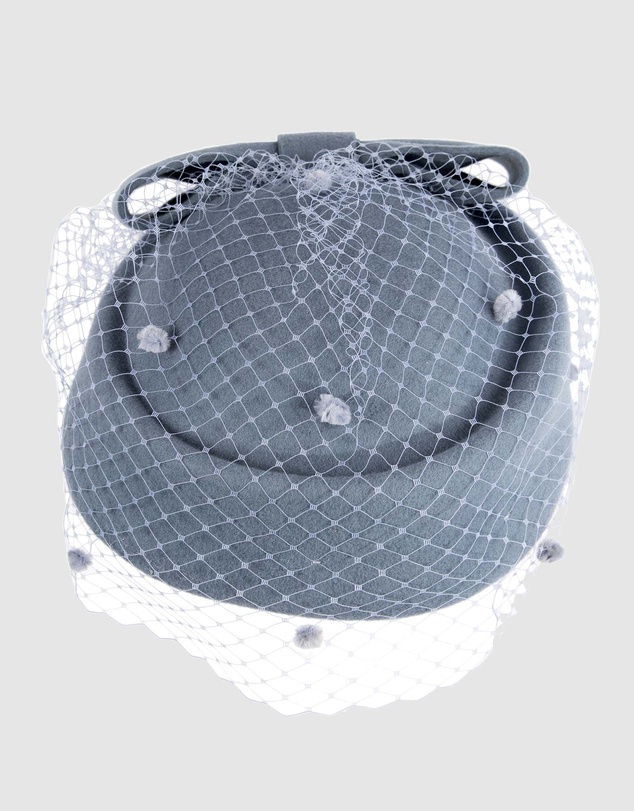 Max Alexander - Felt Blue Pillbox Hat With Veil