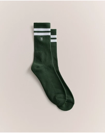 Trenery - Monogram Rib Sport Sock in Winter Moss